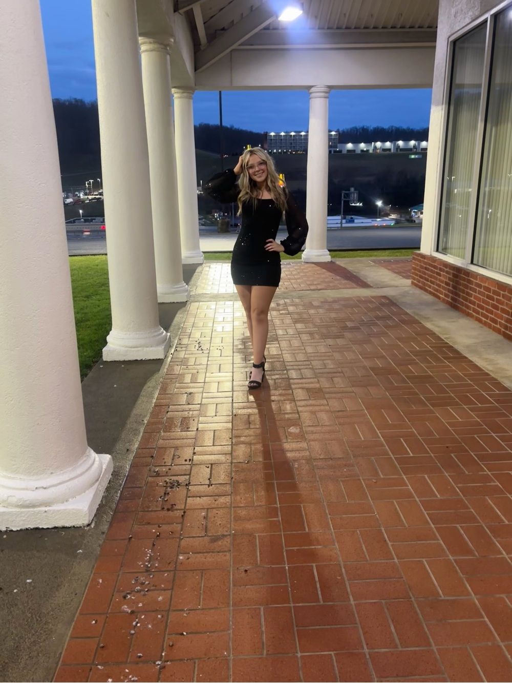 Black Long-Sleeve Mini Dress with Puff Sleeves